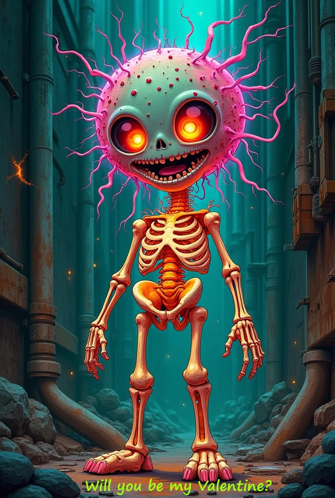 Will You Be My Valentine? - Creepy Cute Skeleton Gift Card