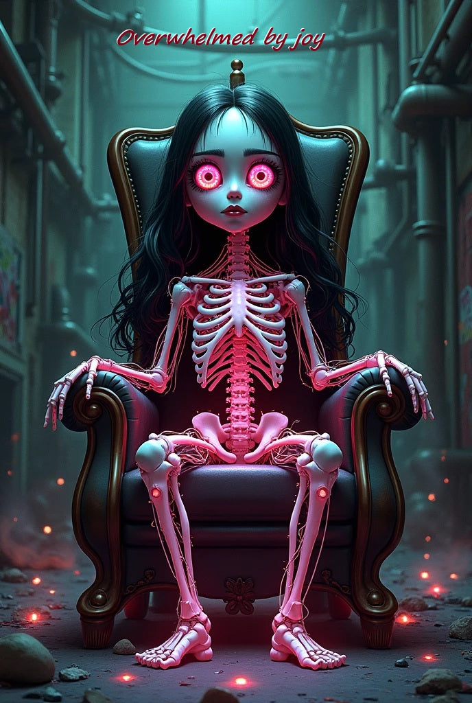 Overwhelmed By Joy - Gothic Skeleton Girl Art Digital Gift